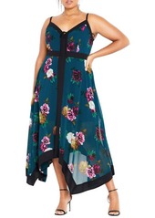 City Chic Sara Floral Handkerchief Hem Dress