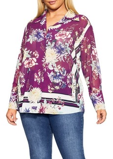 City Chic Sophia Floral Long Sleeve Button-Up Blouse