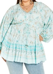 City Chic Spirited Floral Print Tunic Top
