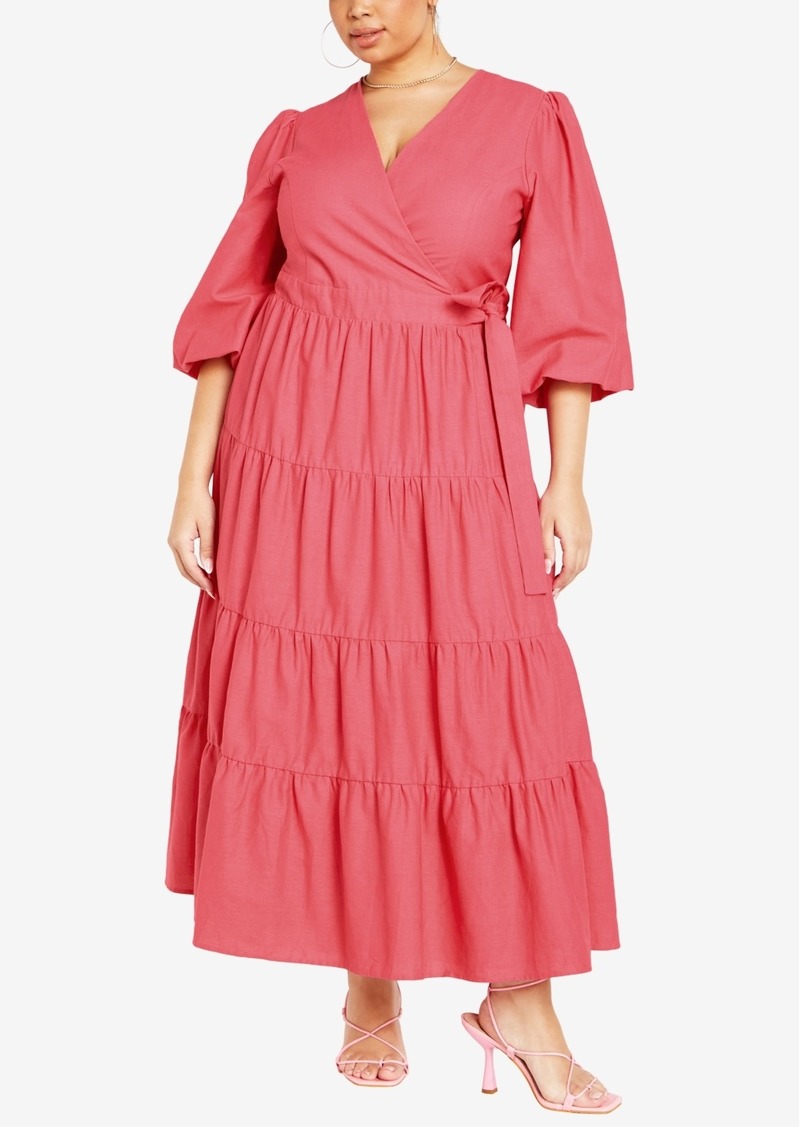 City Chic Plus Size English Rose Dress - Honeysuckle Pink