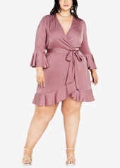 City Chic Plus Size Estelle Wrap Dress - Dusty Orchid