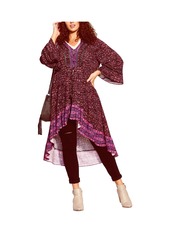 City Chic Plus Size Marigold Jacket - Purple reine print