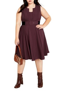 City Chic Veronica Belted Sleeveless A-Line Dress