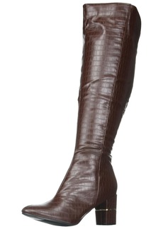 CITY CHIC WIDE FIT KNEE BOOT GEORDIE IN CHOCOLATE SIZE 10