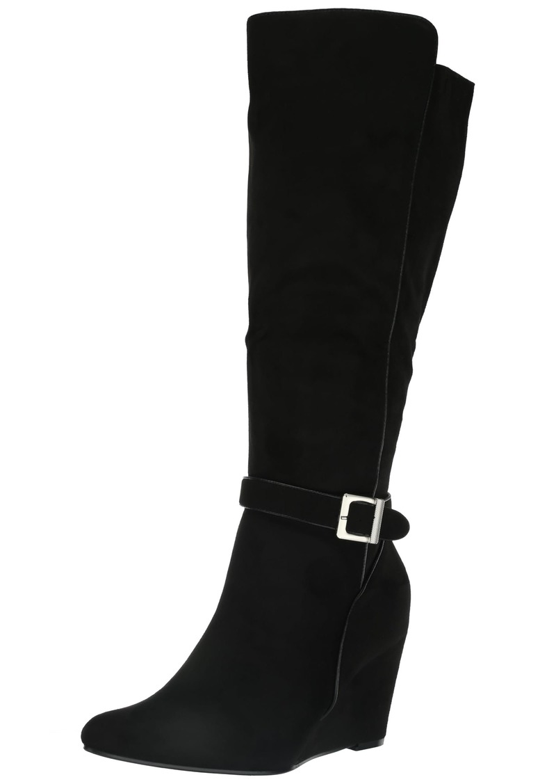 City Chic WIDE FIT KNEE BOOT WEDGE CLEAIN BLACKSIZE 43