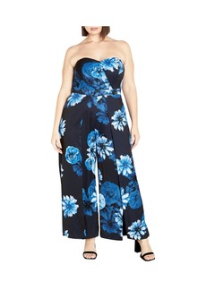 City Chic Plus Size Abigail Print Jumpsuit - Navy night bloom