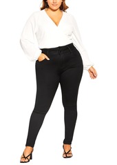 City Chic Plus Size Jean Harley SK S BLK in  Size 24