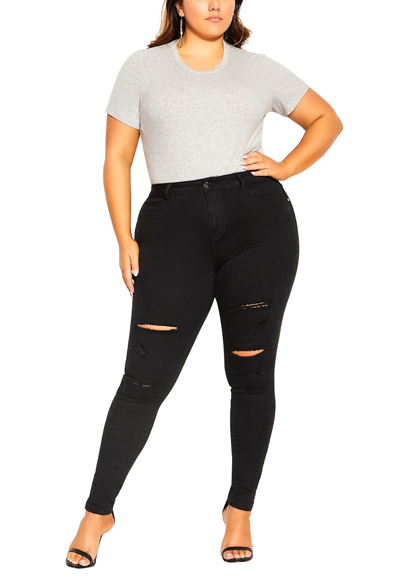 City Chic Plus Size Jean Rock N ROLL SK in  Size 22