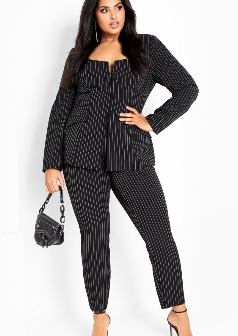 City Chic Women's Apparel Women's City Chic Plus Size Sabine Pant BLK Stripe