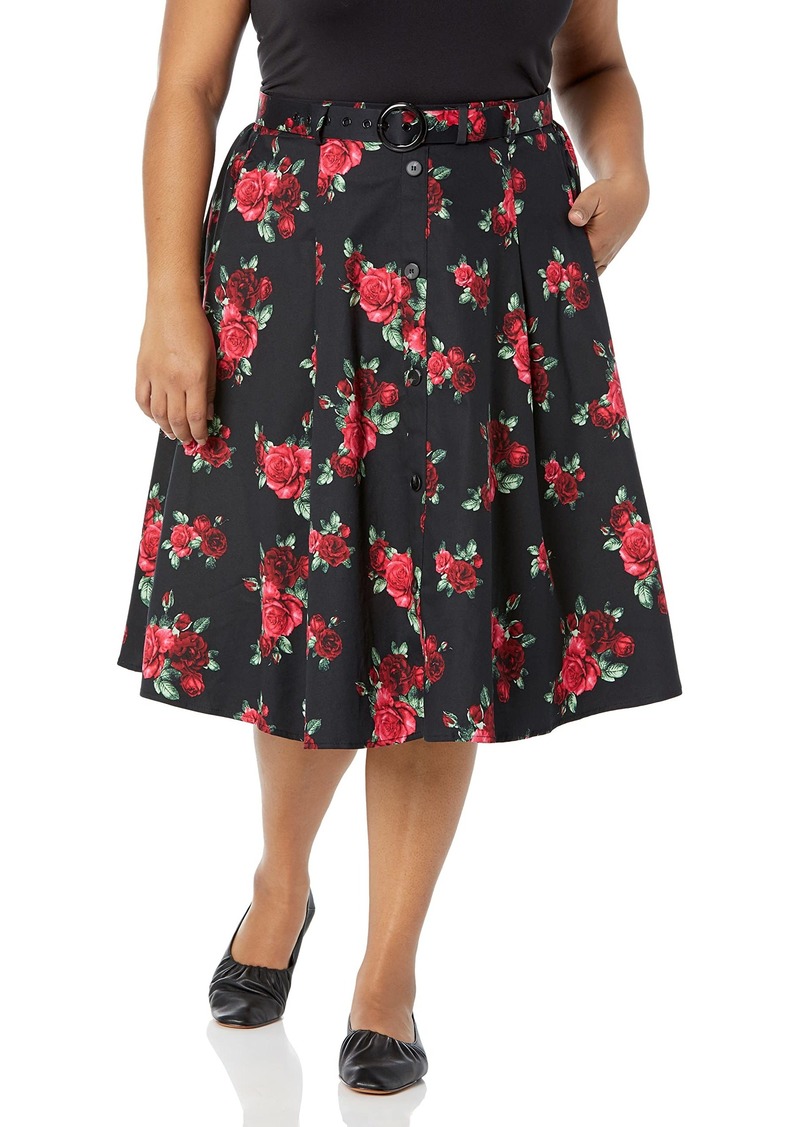 City Chic Plus Size Skirt Vintage Rose in BLK Vintage Rose Size 20
