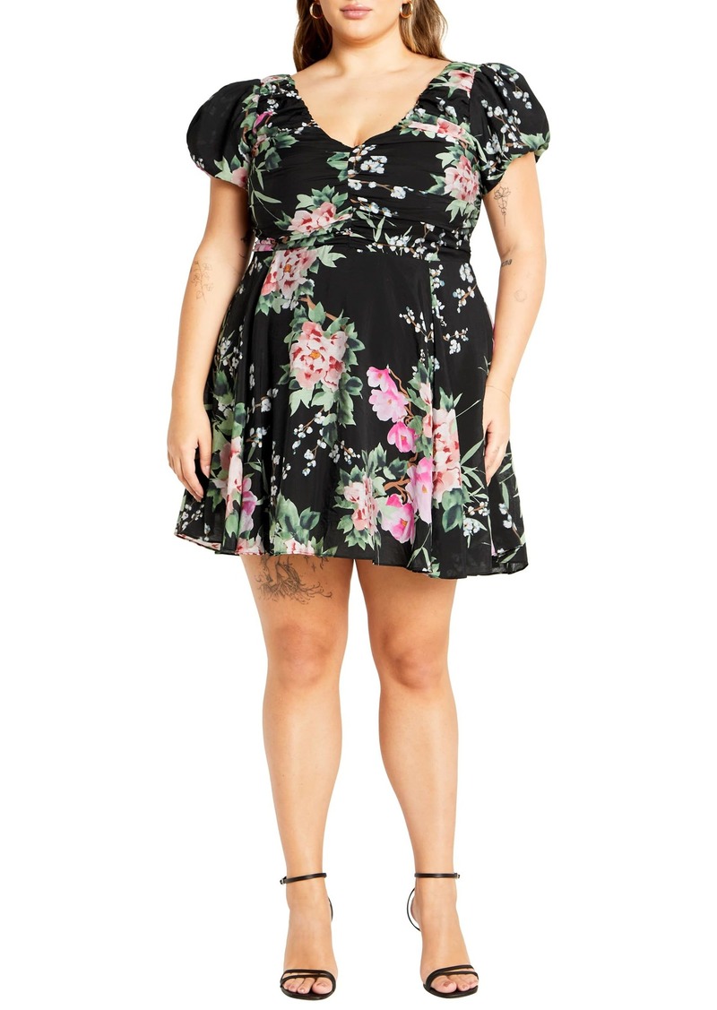 City Chic Women's Apparel Women's CITYCHIC Plus Size Dress Marci PRT BLK Sweet Blossom