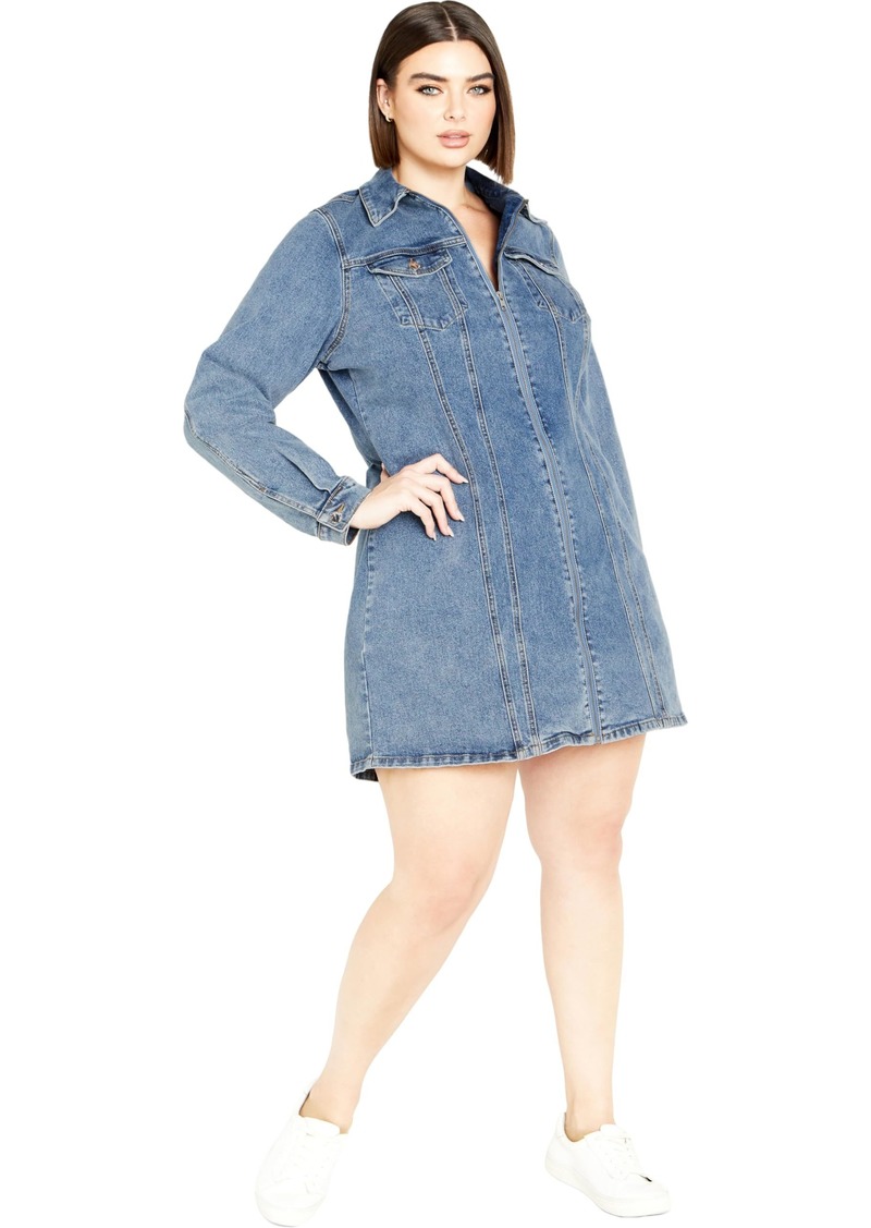 City Chic Women's Apparel Women's CITYCHIC Plus Size Dress Oaklyn MID Denim