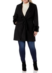 City Chic Women's Apparel Women's Plus Size Cuff Detailed Solid Coat black M