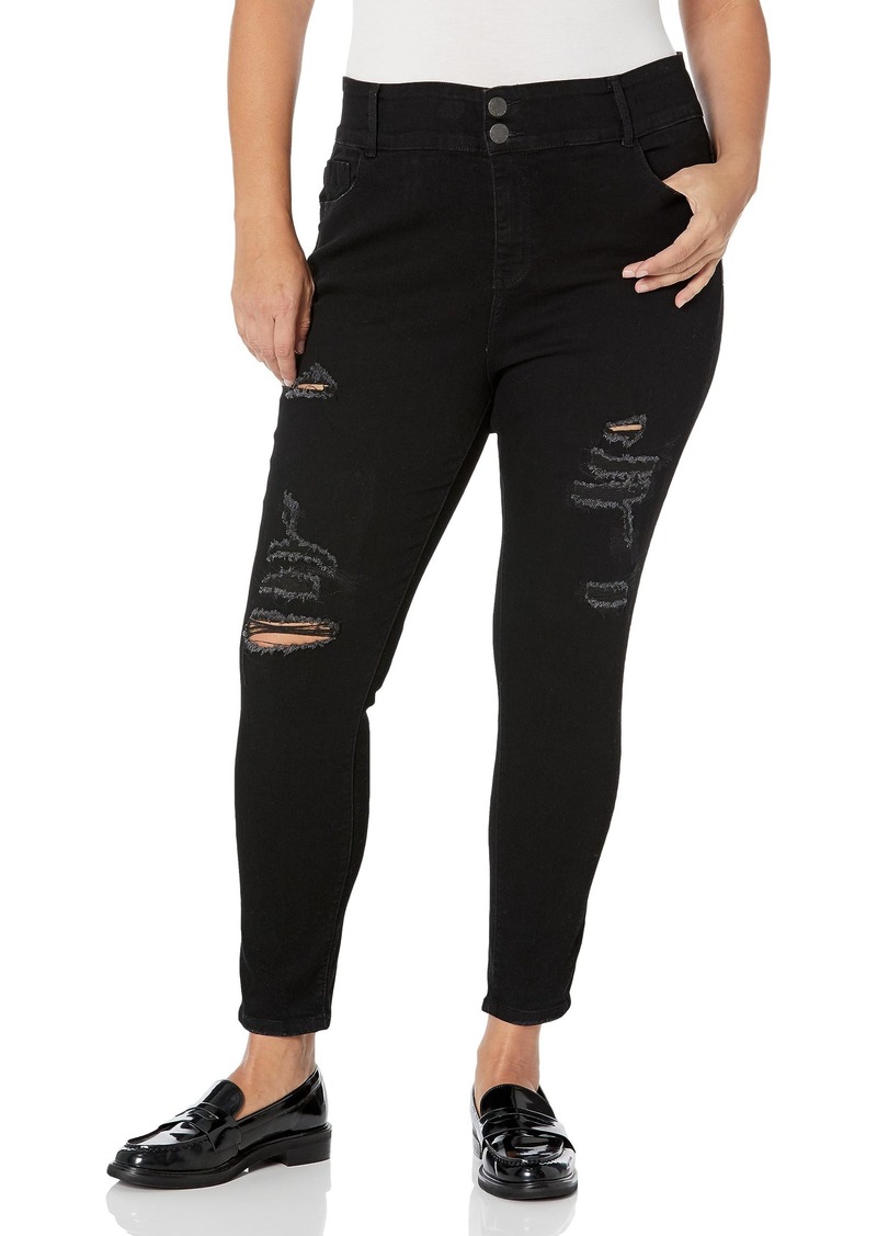 City Chic Women's Apparel Women's Plus Size Jean A Sassy RIPS Black WASH