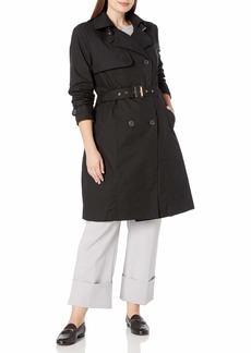 City Chic Women's Apparel Women's Plus Size Midi Length Trench Coat with Button and tie Waist Detail