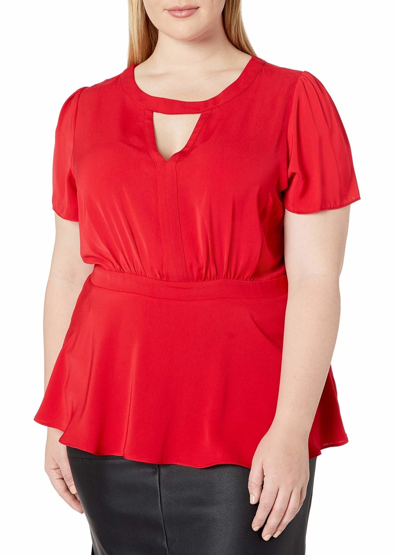 City Chic Women's Apparel Women's Plus Size Peplum Style top with Keyhole Neckline Detail