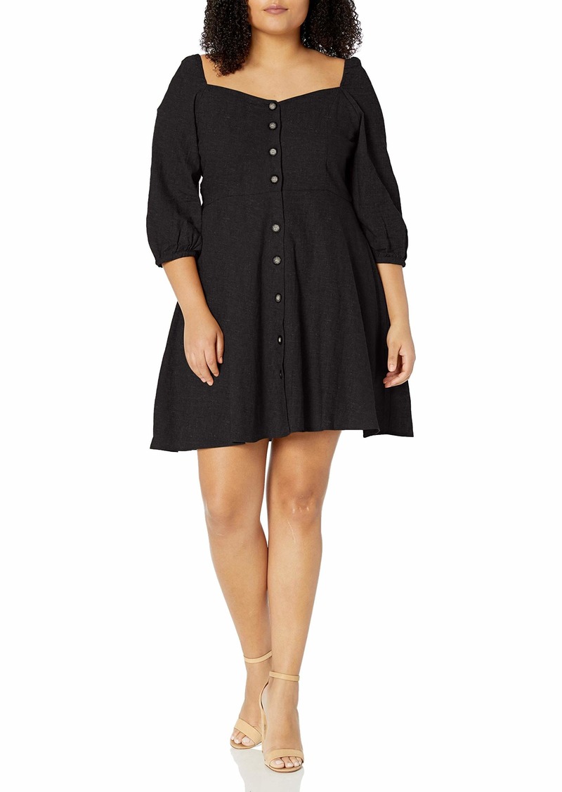 City Chic Women's Apparel Women's Plus Size Short Dress with Button Front Detail