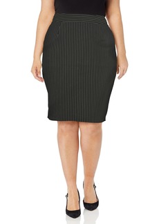City Chic Plus Size Skirt Riley in BLK Pinstripe Size L