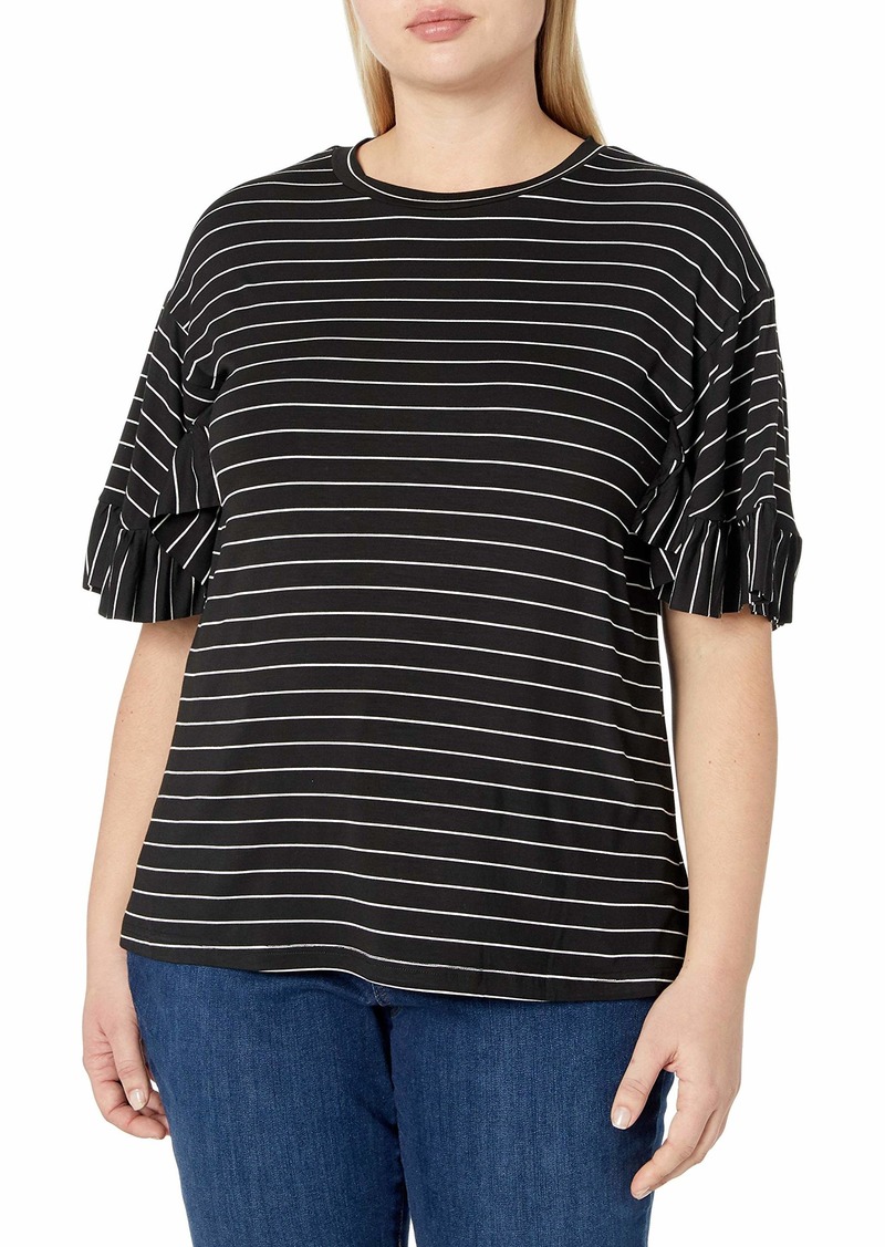 City Chic Women's Apparel Women's Plus Size Tshirt with Ruffled Trim Sleeves