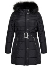 City Chic Women's Longline Puffer Jacket - Black