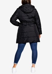 City Chic Women's Longline Puffer Jacket - Black