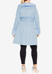 City Chic Women's Make Me Blush Coat - Powder blue