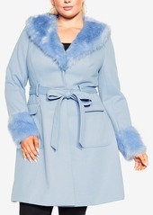 City Chic Women's Make Me Blush Coat - Powder blue