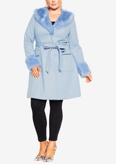 City Chic Women's Make Me Blush Coat - Powder blue