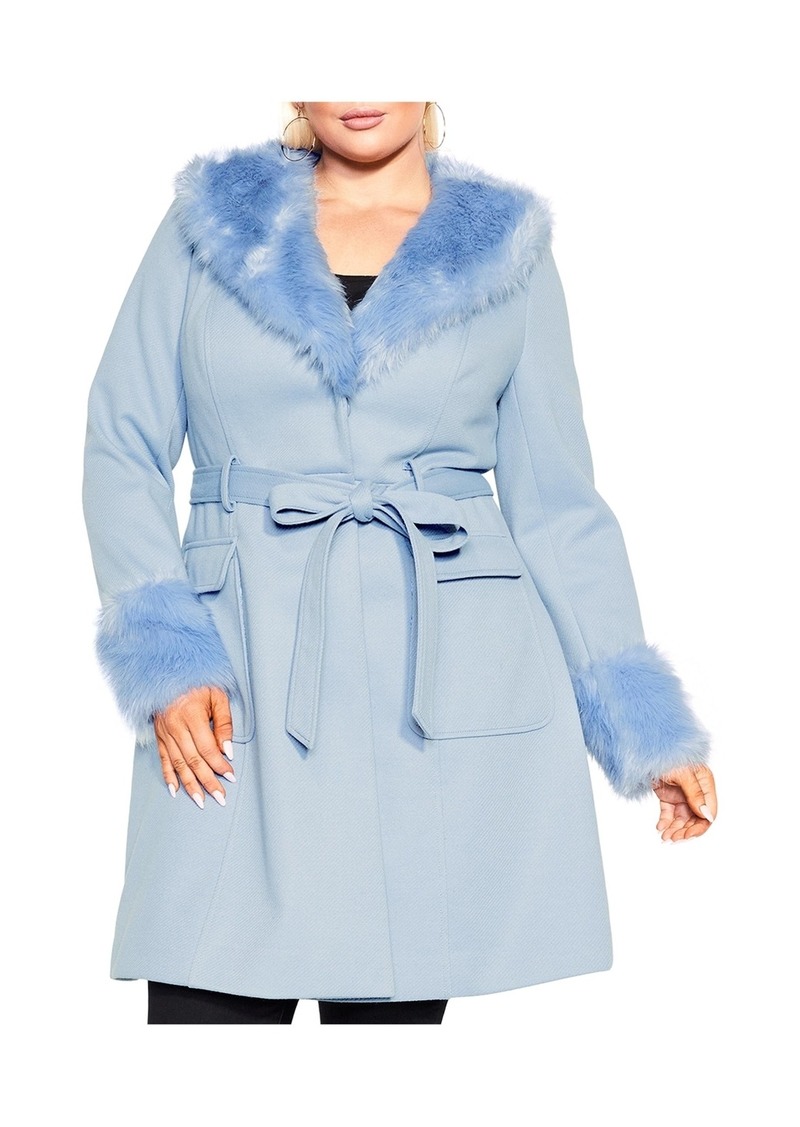 City Chic Women's Make Me Blush Coat - Powder blue