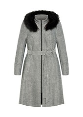 City Chic Women's Mysterious Coat - Black tweed