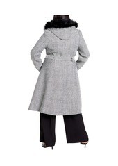 City Chic Women's Mysterious Coat - Black tweed