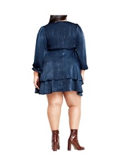 City Chic Plus Size Twisted Ruffle Mini Dress - Navy