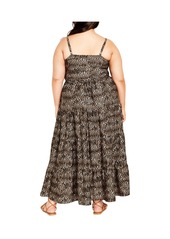 City Chic Plus Size Aylin Tier Animal Print Maxi Dress - Blk leopard