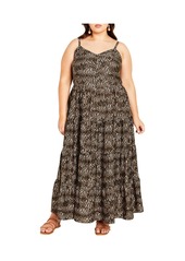 City Chic Plus Size Aylin Tier Animal Print Maxi Dress - Blk leopard