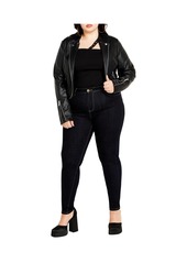 City Chic Plus Size Cropped Biker Jacket - Black