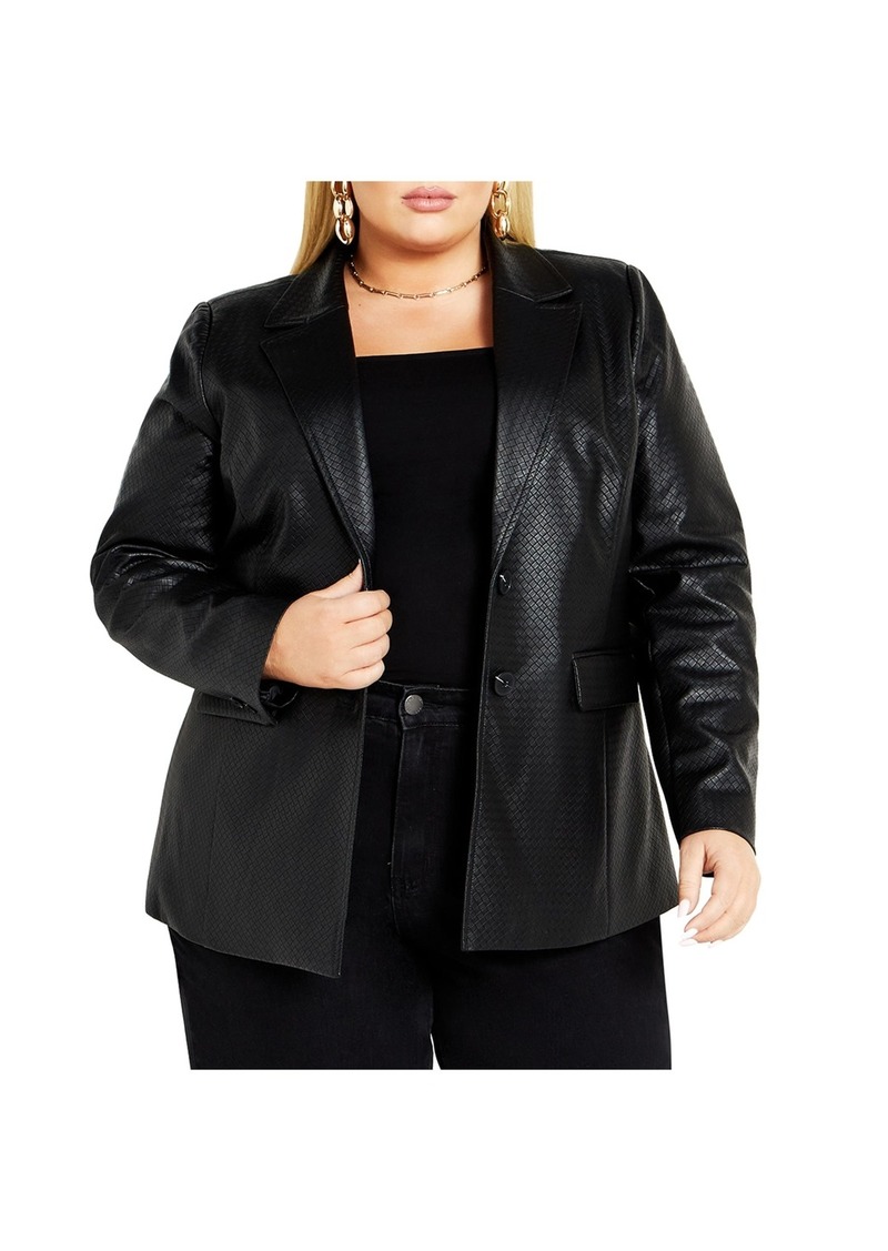 City Chic Plus Size Fallon Faux Leather Jacket - Black