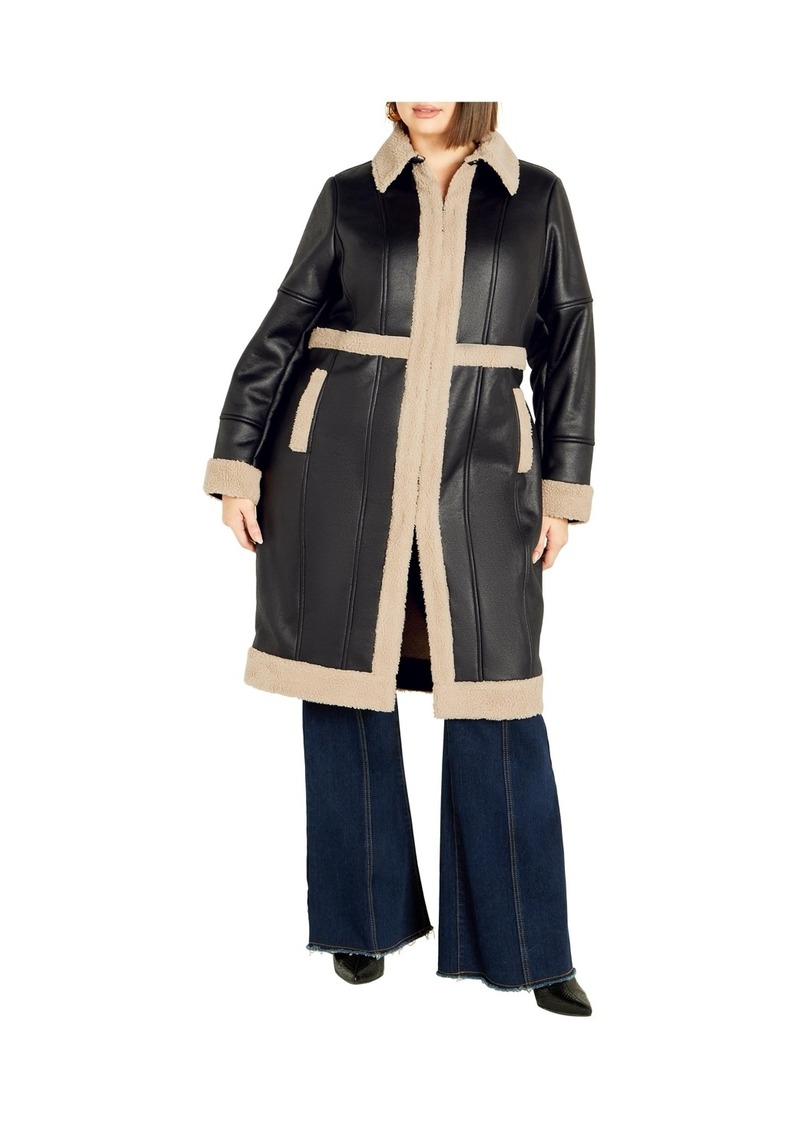 City Chic Plus Size Hayden Coat - Brown