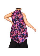 City Chic Plus Size Hi Lo Shine Print Tunic - Purple