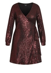 City Chic Women's Party Glow Wrap Dress - Ruby