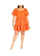 City Chic Plus Size Poppie Dress - Tangerine tango