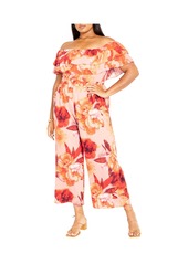 City Chic Plus Size Poppie Print Jumpsuit - Romance floral