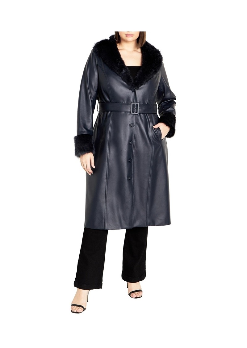 City Chic Women's Spanish Romance Coat - Steel blue