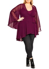 City Chic Fleetwood Chiffon Tunic in Spiced Plum at Nordstrom