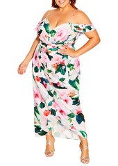 City Chic Pink Garden Floral Maxi Dress at Nordstrom