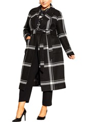 City Chic Womens Belted Heavy Long Coat