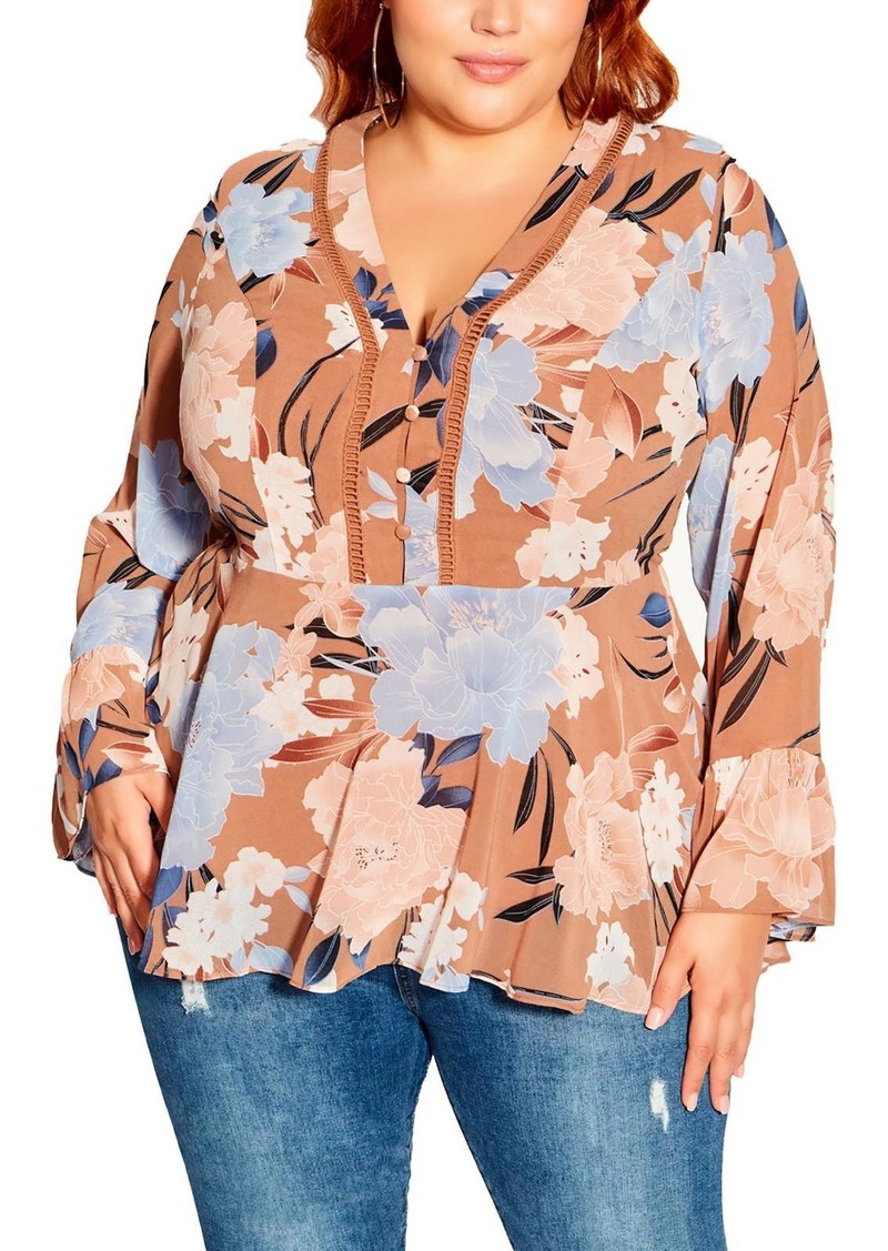 City Chic Womens Floral Print Blouse