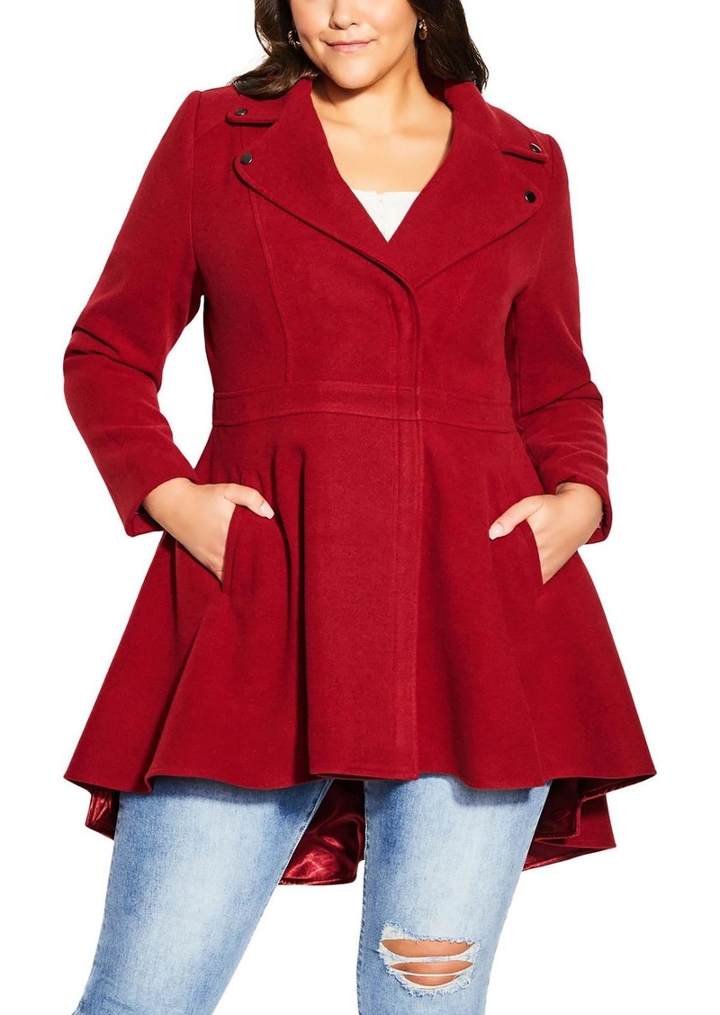 City Chic Womens Hi Low Heavy Walker Coat