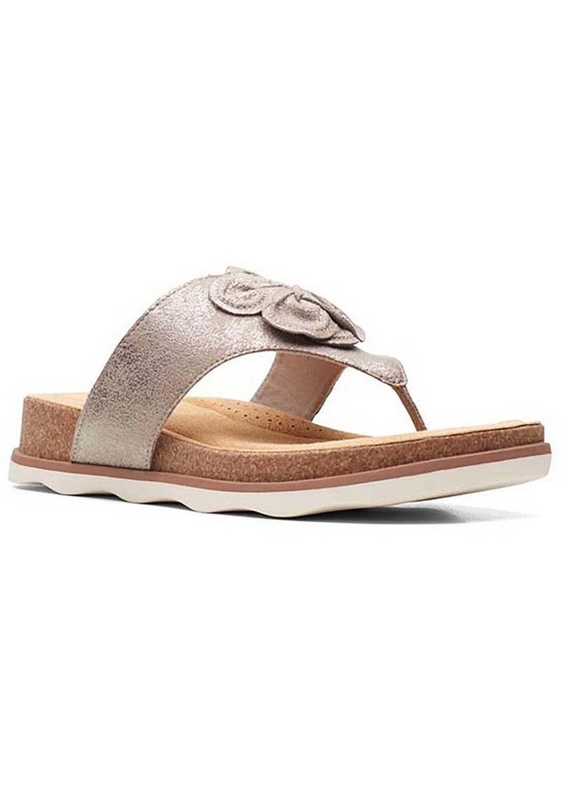 Clarks Brynn Style Womens Leather Cushioned Footbed Slide Sandals