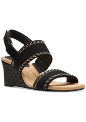 Clarks Kyarra Rose Espadrille Wedge Heel Sandals - Black Nubuck