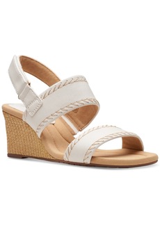 Clarks Kyarra Rose Espadrille Wedge Heel Sandals - White Leather